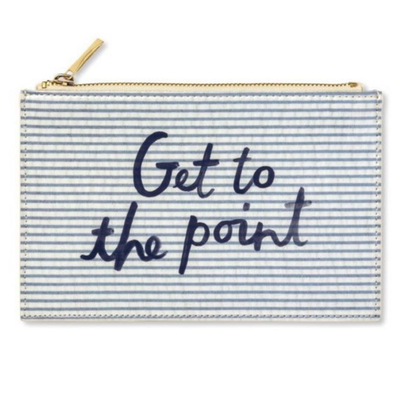 Kate Spade Seersucker Pencil Case Zip Pouch Navy Blue Office School Supplies NWT - Picture 5 of 6